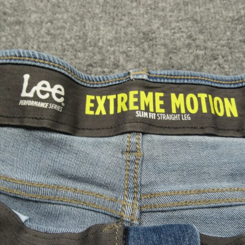 Lee Jeans Mens 38x27 Blue Extreme Motion‎ Slim Fit Straight Leg Stretch Denim